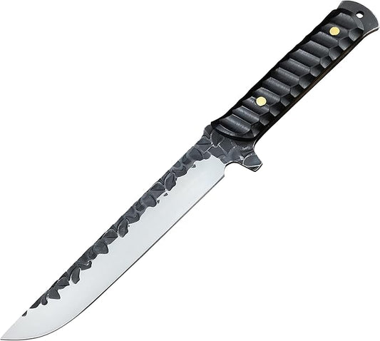 HUAAO 11.6’’ Fixed Blade Knife with Sheath, Japanese Knife with Ebony Handle, Katana Full Tang Knife for Hunting Camping Survival (Drop Point Blade)