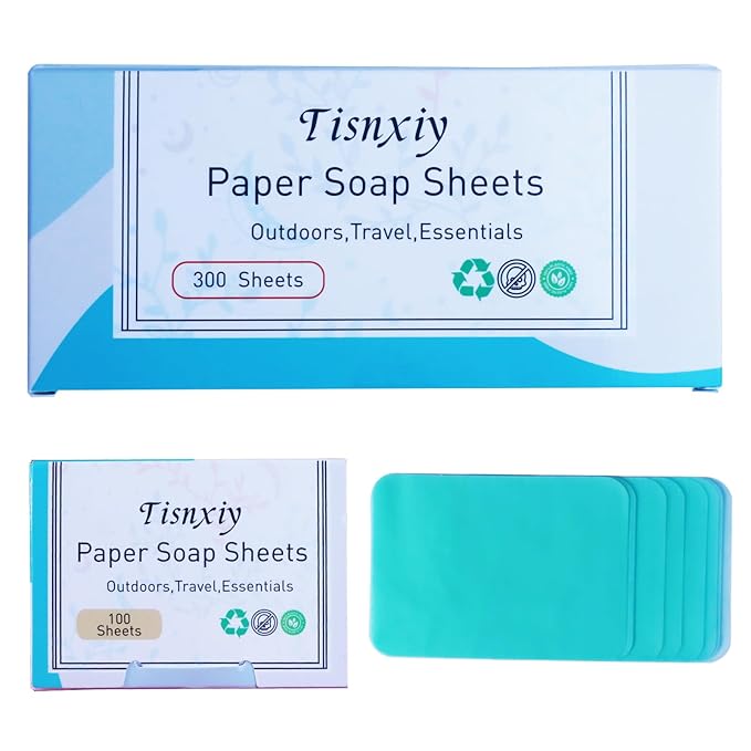 Hand Soap Sheets Soap Paper Sheets Portable Disposable Outdoor Travel Camping Scented Soap 3 Boxes (300 Sheets) Eco-Friendly Products & Cleaning Supplies for Hand Wash (Aloe)