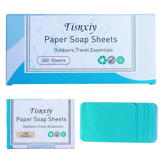 Hand Soap Sheets Soap Paper Sheets Portable Disposable Outdoor Travel Camping Scented Soap 3 Boxes (300 Sheets) Eco-Friendly Products & Cleaning Supplies for Hand Wash (Aloe)