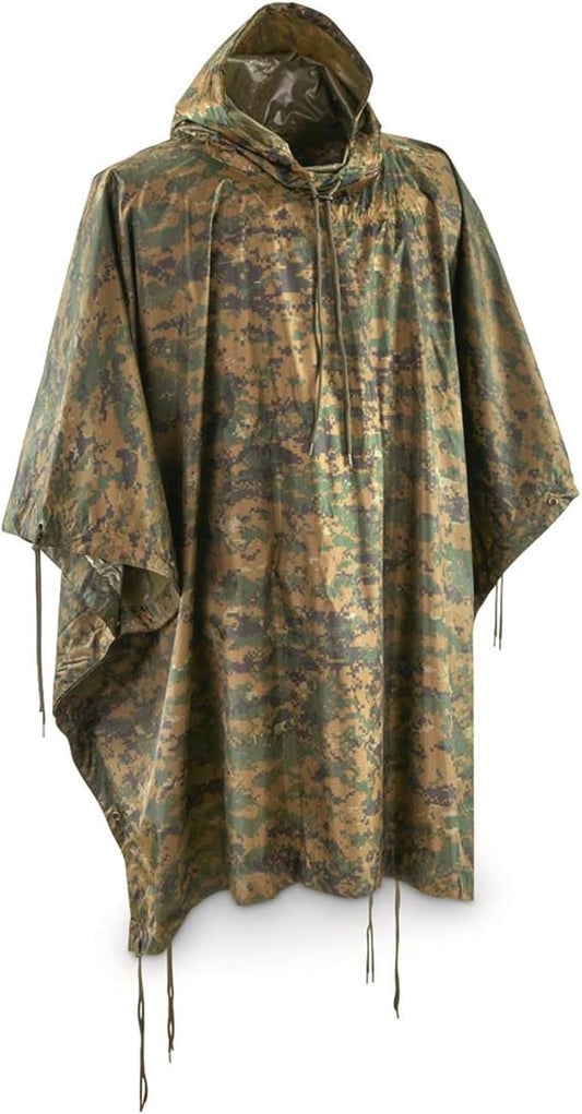 Mil-Tec Adult Ripstop Wet Weather Lightweight Waterproof Multi-Use Rain Poncho with Hood - Use as Bivouac Sack, Shelter Tent
