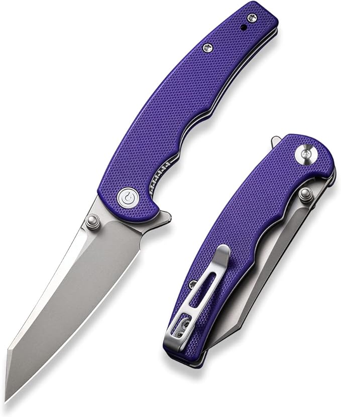 CIVIVI P87 Folder EDC Knife, Kaila Cumings 2.9-in Nitro-V Silver Bead Blasted Blade Reverse Tanto, G10 Handle with A Thumb Stud Liner Lock Folding Pocket Knife for Everyday Carry (Purple)