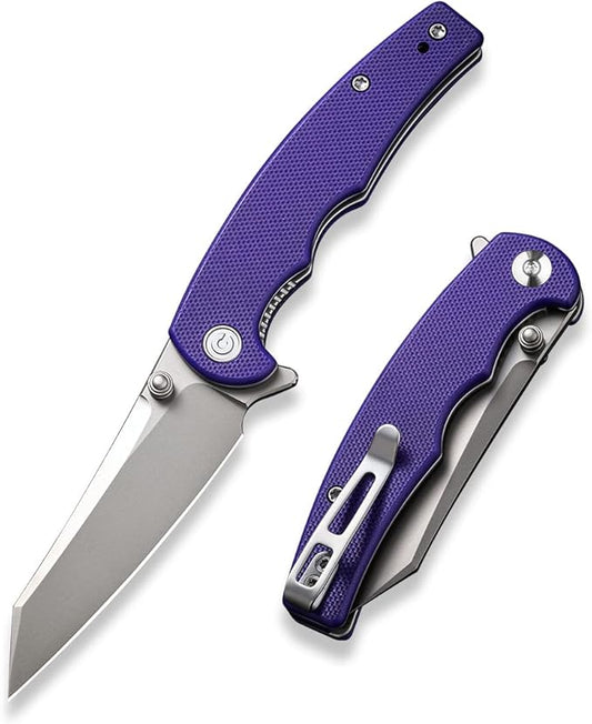 CIVIVI P87 Folder EDC Knife, Kaila Cumings 2.9-in Nitro-V Silver Bead Blasted Blade Reverse Tanto, G10 Handle with A Thumb Stud Liner Lock Folding Pocket Knife for Everyday Carry (Purple)
