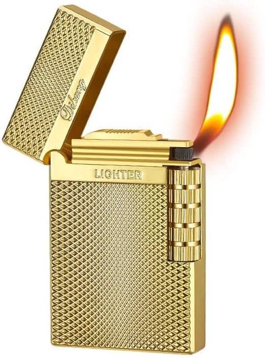 Lighters Soft Flame Lighter Traditional Flame Cigar Lighter with Adjustable Flame Dial Vertical Ignition Roller Good for Gift Outdoor Camping Hiking Fishing Grill Adventure Candle