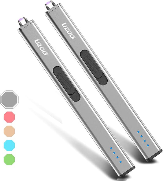 Candle Lighter Rechargeable Arc Electric Lighter Flexible Neck Flameless Grill Long Lighters for Candle Aromatherapy Camping BBQ Gas Stoves (Space Grey)