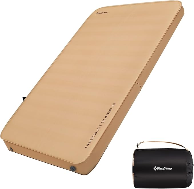 KingCamp Extra Thick 5.9 INCH Double Self Inflating Camping Mattress with 12 R-Value, Sleeping Pad Enlarge Foam Camping Pad, 4 Season Insulated Camping Mat for Tent, Car, 79.1'' x 50.3'' x 5.9''