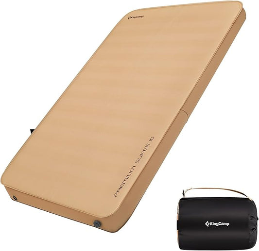 KingCamp Extra Thick 5.9 INCH Double Self Inflating Camping Mattress with 12 R-Value, Sleeping Pad Enlarge Foam Camping Pad, 4 Season Insulated Camping Mat for Tent, Car, 79.1'' x 50.3'' x 5.9''