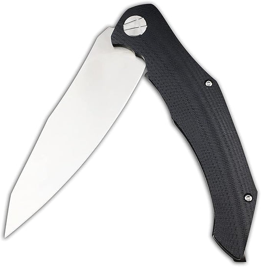 HUAAO Folding Knife, 4.3'' D2 Blade with G10 Handle, Pocket Knife with Clip EDC Flipper Knife for Outdoor Camping Survival Emergency