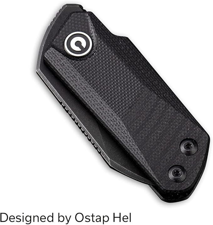 CIVIVI Ki-V Front Flipper Pocket Knife, Double Detent Slip Joint Small Folding Knife with Deep Carry Pocket Clip For Easy EDC C2108B (Black)