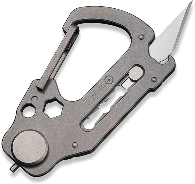CIVIVI Polymorph Titanium Carabiner Multi-Tool with Utility Blade, Bottle Opener, Screwdriver C20045-1