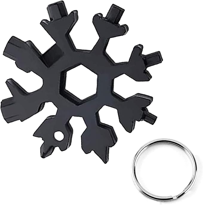 Christmas Gifts for Him,18-in-1 Snowflake Multi Tool,Stainless Steel Snowflakes Multi-Tool, Incredible Tool Gifts for Men Dad Christmas,Valentine's Day,Dad,Boyfriend,Grilfriend (Black)
