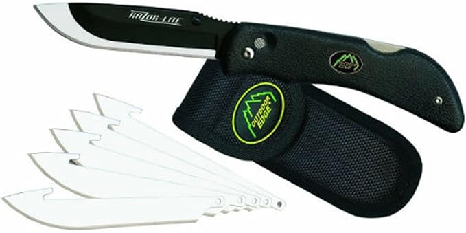Outdoor Edge Razor-Lite Folding Knife, (6 Blades, Clam), Black