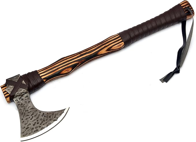 Handmade Viking Axe Real Carbon Steel Axe with Leather Sheath Camping Bearded Axes & Hatchets Hunting Axe Valentine's Day Gift, Camping & Hiking | Knives & Tools | Birthday Gift for him (VK-Ax-5)