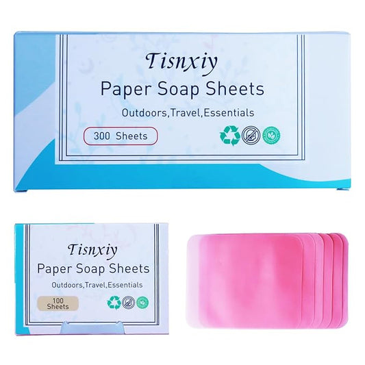 Hand Soap Sheets Soap Paper Sheets Portable Disposable Outdoor Travel Camping Scented Soap 3 Boxes (300 Sheets) Eco-Friendly Products & Cleaning Supplies for Hand Wash (Rose)