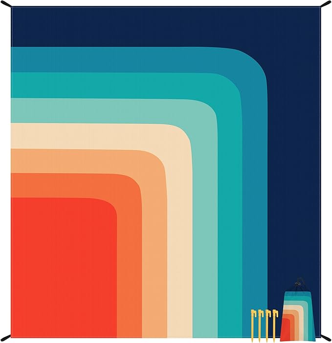 Beach Blanket Sandproof Waterproof, Sand Free Beach Mat Quick Drying Large 79" X 87" for 4-6 People, Polyester Lightweight Outdoor Picnic Mat Camping Blanket Beach Accessories