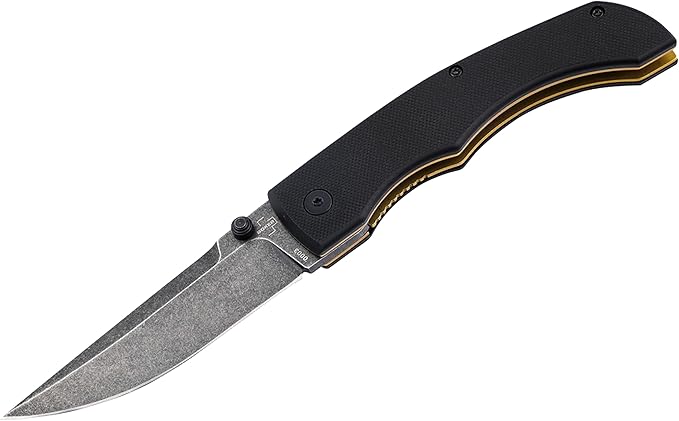 BÖKER PLUS® Poke Knife - Folding knife with D2 steel blade - Pocket knife with thumb pin - knife with linerlock - EDC knife with G10 handle scales black - Folding knife with case & gift box