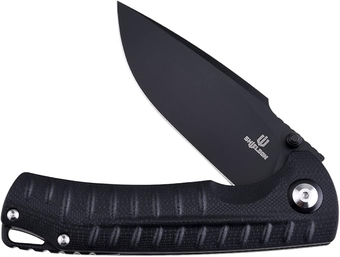 Relicanth Pocket Knife Black 3.2" Titanium Coating D2 Blade G10 Handle Liner Lock Folding Knife with Pocket Clip Qualified as Outdoor Hunting Knife