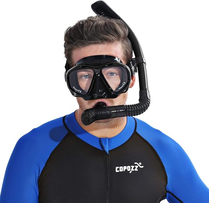 COPOZZ Adult Scuba Mask, Dive Mask Anti Fog Snorkeling Scuba Diving Glasses, Great Seal Free Diving Tempered Glass Mask Goggles