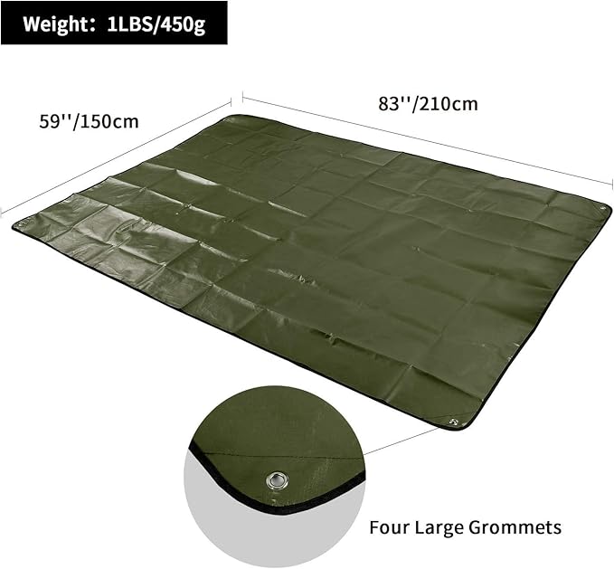RedSwing 2 Pack Heavy Duty Waterproof Emergency Thermal Tarp, Insulated Survival Blanket for Outdoor Camping, Hiking, and Emergency Shelter, Green