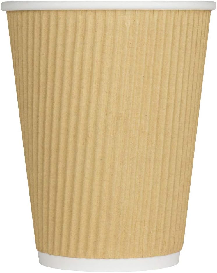 Karat 12 oz Ripple Insulated Coffee Cup [500 Count] Disposable Paper Hot Cup, Sturdy & Leak Proof, 90mm, No Lids