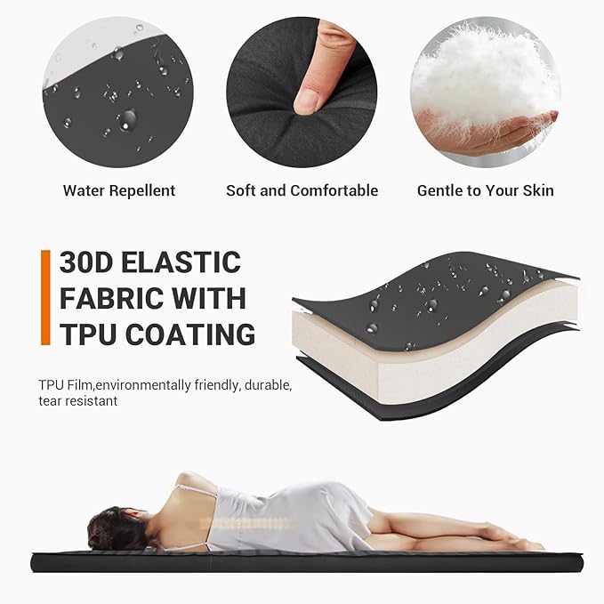 KingCamp Luxury 3D Double Self Inflating Sleeping Pad with 9.5 R Value, Camping Foam Air Mattress, Portable 3 Inch Large Thick for 2 Person, 79.1'' x 50.3'' x 3.0'', Black