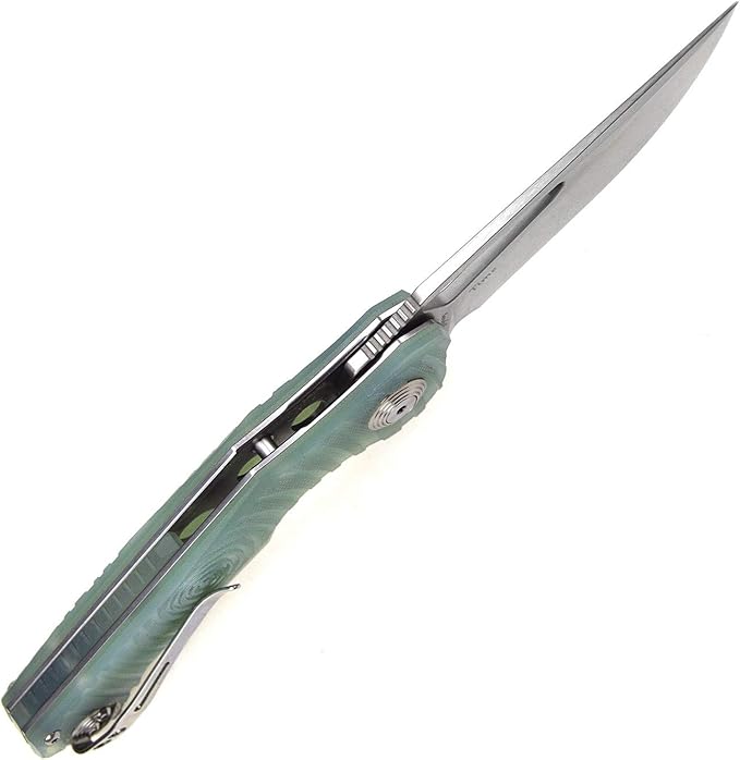 Harnds Time Folding Knife with Sandvik 14C28N Steel Blade Pocket Knife with G10 Handle Camping Knife with Pocket Clip (Transparent Cyan)