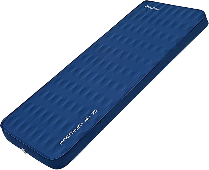 KingCamp Premium 3D Self-Inflating Camping Sleeping Pad Mattress Comfortable 3 “Thick Portable Lightweight Double Single R-Value 6.1 Warm for Winter Camping Indoor Outdoors Single-Navy