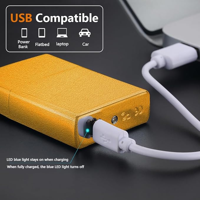 Electric Lighter Rechargeable USB C Lighter Plasma Candle Lighter Six Plasma Arc Lighter Cool Lighter Windproof Flameless Lighter with Upgraded Battery Life for Camping, Hiking (Frosted Gold)