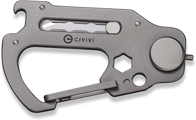 CIVIVI Polymorph Titanium Carabiner Multi-Tool with Utility Blade, Bottle Opener, Screwdriver C20045-1