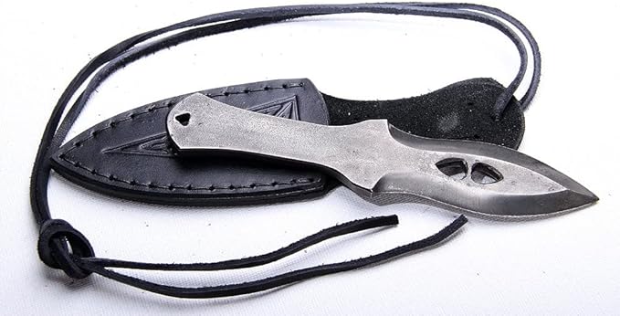 Toferner Hand Forged Sports Knife Markmanship with Leather Neck Case, Vintage Sports Knife with Sheath, Hardened Blade, Hand Made Craft, Gift Idea for Men