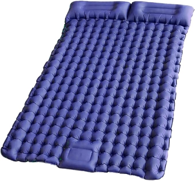 Double Sleeping Pad, Self-Inflating Sleeping Pad for Camping, Camping Sleeping Pad with Built-in Pump, 4" Extra Thickness Inflatable Sleeping Mat, Twin Air Mattress for Traveling (Blue)
