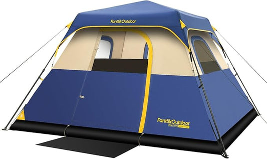 FanttikOutdoor Camping Tent 4/6/8/10 Person Instant Cabin Tent Setup in 60 Seconds with Rainfly & Windproof Portable with Carry Bag for Family Camping & Hiking, Upgraded Ventilation