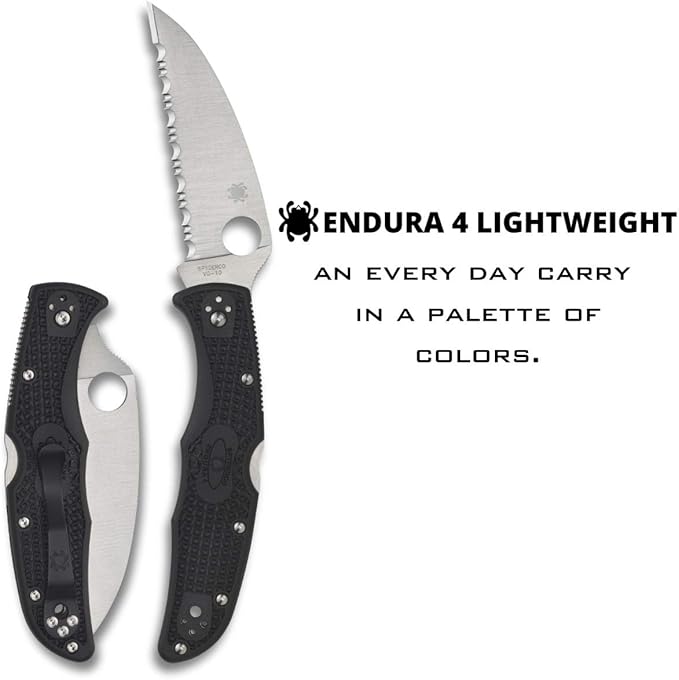 Spyderco Endura 4 Lightweight Signature Knife with 3.78" VG-10 Steel Wharncliffe Blade and Black FRN Handle - SpyderEdge - C10FSWCBK