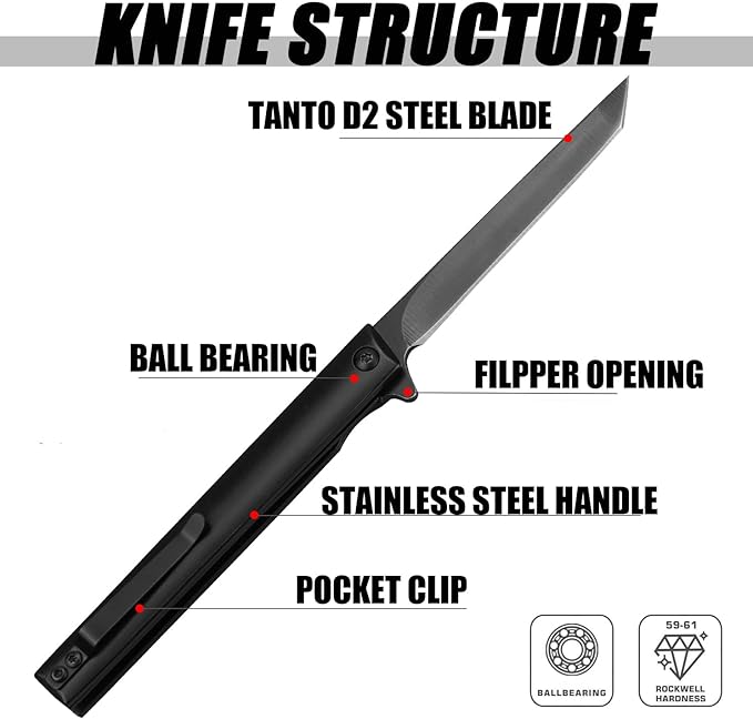 BLADESMITH Premium Pocket Knife with Quick Flipper Open, Durable Stainless Steel Blade, Sleek Black Handle, Easy One-Handed Operation, Portable and Compact, Ideal for Everyday Carry and Outdoor Use