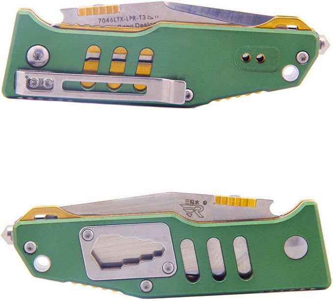 Sanrenmu 7046 Folding Knife multifunction tools knife Aluminum Handle EDC pocket folding knife(7046LTX-LPR-T3)