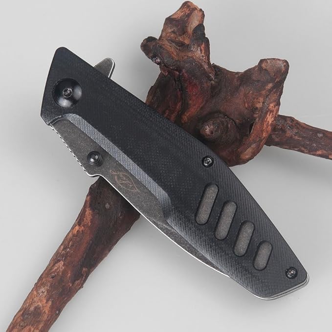 ILEAF Pocket Folding Knife, 3.2 inch 5Cr13 Stainless Steel Blade, Black G10 Handle, Liner Lock for Everyday Carry Outdoor Camping (5Cr13 Steel)