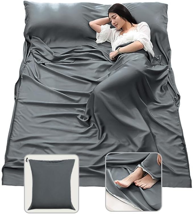 Sleeping Bag Liner Lightweight Compact Sleeping Bag Sack Portable Clean Travel Sheet Camping Sleep Sheet for Backpacking Hotel Hiking