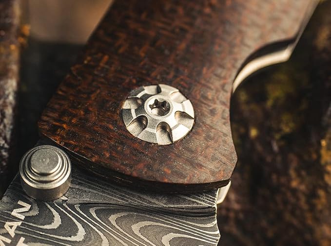 Böker Manukaftur Solingen M4 Sherman Damascus - Folding Collector's Pocket Knife Crafted from Recovered M4 Tank Materials, Made in Germany