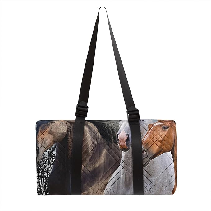 Outdoor Picnic Blanket Portable Ultrasonic Waterproof Picnic Mat 3D Horses Printed Camping Beach Mat for Sand and Wet Grass Hiking (3D Horses L)