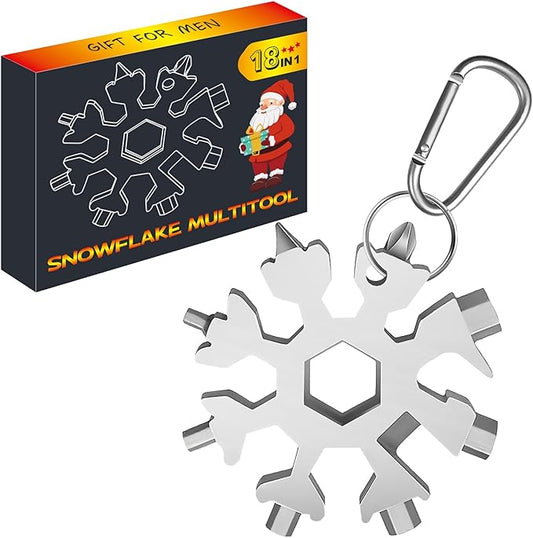 Stocking Stuffers for Men Gifts, 18 in 1 Snowflake Multitool, Christmas Gifts, Birthday Gifts for Men Grandpa Dad, Cool Gadgets (silver)