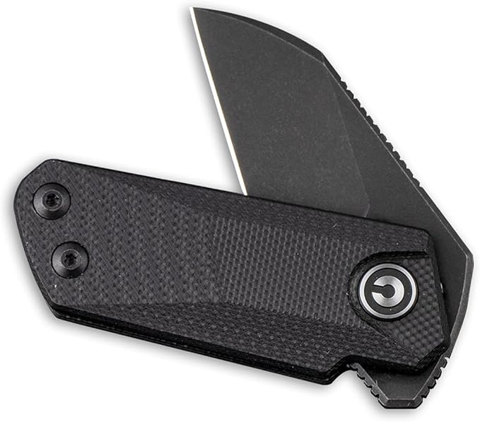 CIVIVI Ki-V Front Flipper Pocket Knife, Double Detent Slip Joint Small Folding Knife with Deep Carry Pocket Clip For Easy EDC C2108B (Black)