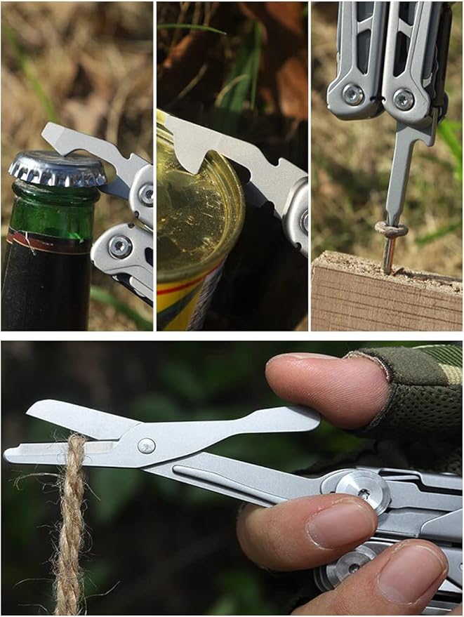 Multitool, Multi tool Plier with Nylon Sheath, Multi-tool for Outdoor, Camping and Hunting for Dad Husband Men(Silvery)