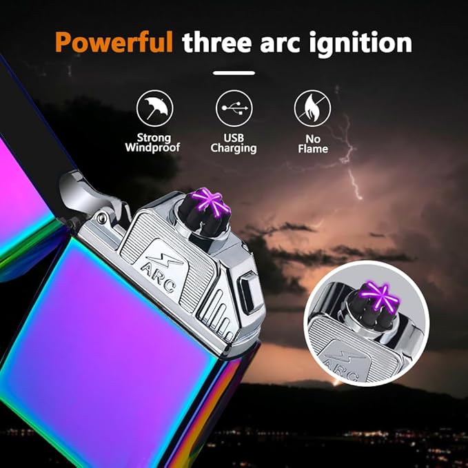 Plasma Lighter Electronic Lighter Rechargeable USB Electric Lighter Dual Arc Lighter Candle Lighter Cool Unique Lighter Windproof Flameless Lighter with Gift Box for Men, Women's (Color)