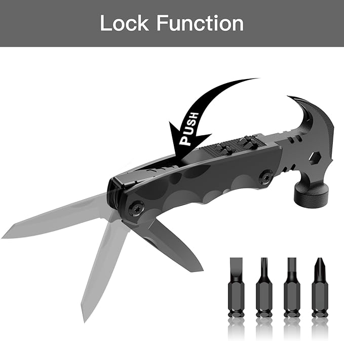 Gifts for Men Unique, WIBENTL Multitool, 15 in 1 Survival Gear, Camping Accessories, 4 Screwdrivers heads with Magnetic, Christmas Gifts for Men, Lock Function, cool gadgets for men WM15H