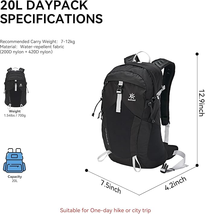 KAILAS Hurricane 20L 26L Hiking Backpack Lightweight Trekking Daypack Small Backpacks for Traveling Camping Outdoor