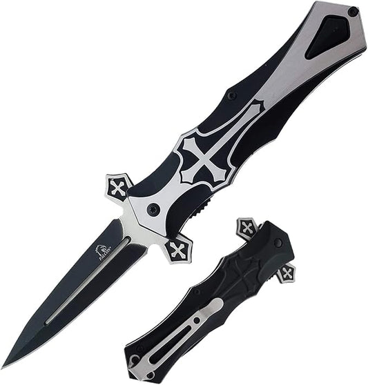 Tac Force stainless steel Dagger Style Folding Knife, Black
