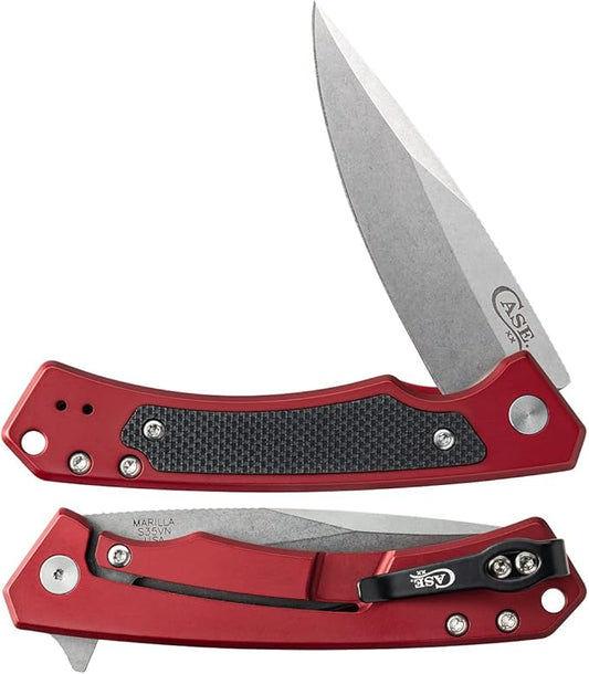 Case XX WR Pocket Knife Marilla EDC, S35VN Drop Point Blade, Red Anodized Aluminum Handle W/Clip #25881 (MARILLA) 4 3/4" Inches Closed