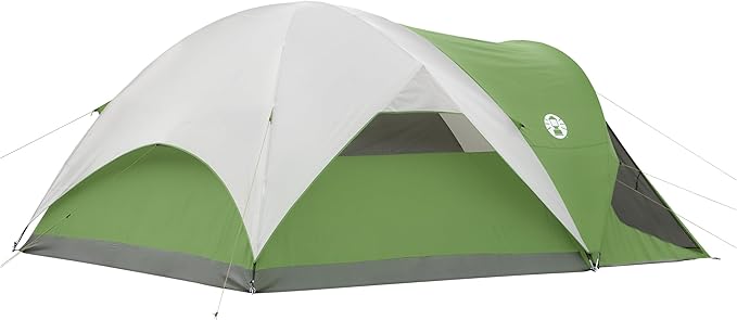 Coleman Evanston Tent with Screen Room 6/8 Person Weatherproof Tent Sets Up in 15 Mins Included Rainfly & Carry Bag Made of PFAS-Free Materials