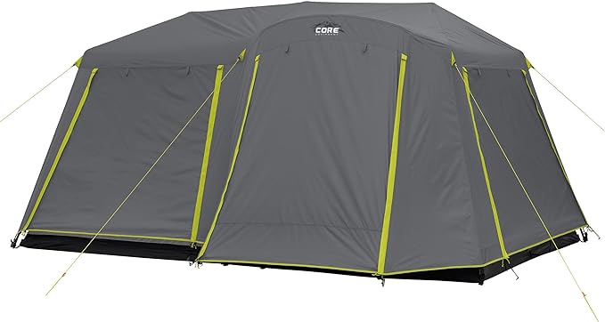CORE Instant Cabin Tents | 6 Person / 9 Person / 10 Person / 12 Person Family Cabin Multi Room Pop Up Tents Car Camping | Included Storage Pockets for Camping Accessories