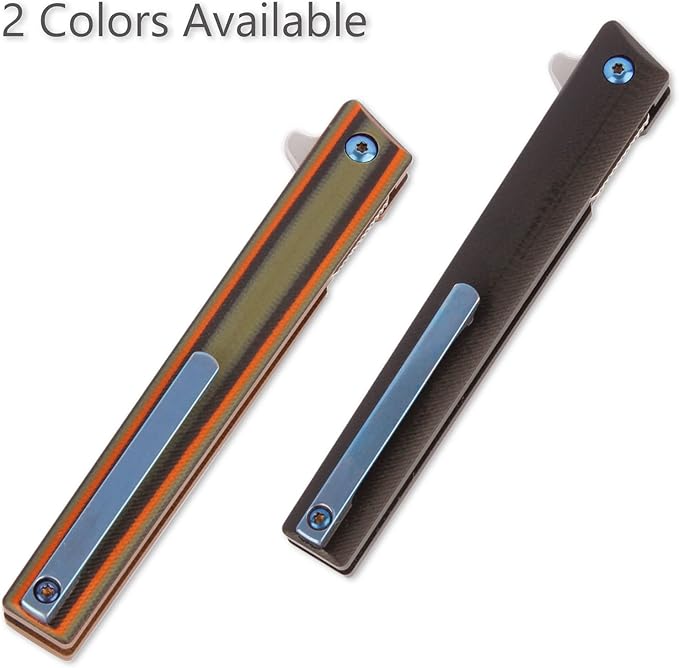 G37 Small Pocket Scalpel Knife, 10pcs #60 Replaceable Blades, Compact Slim Gentleman's Flipper Folding Scalpel EDC Utility Knives with Blue Titanium Pocket Clip (Black)