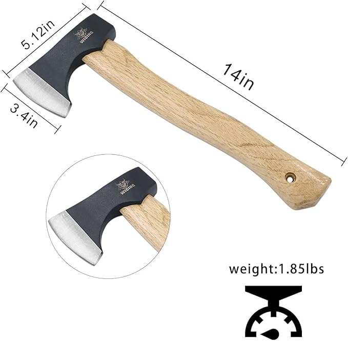 Throwing Axes - 14" Throwing Hatchet Great for Axe Throwing Competitions, High Carbon Steel Forged & Wooden Handle (1 Pack)